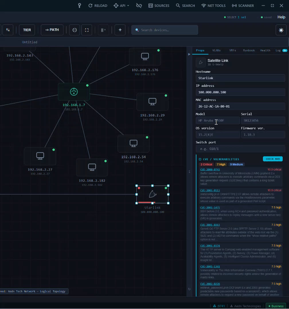 Auto-mapped network topology